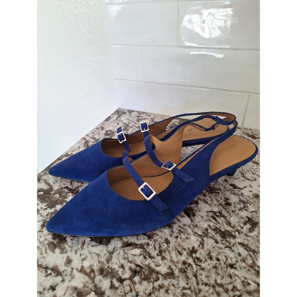 Madewell The Debbie Slingback Pump blue color‎ suede size 10.5 - Picture 5 of 10